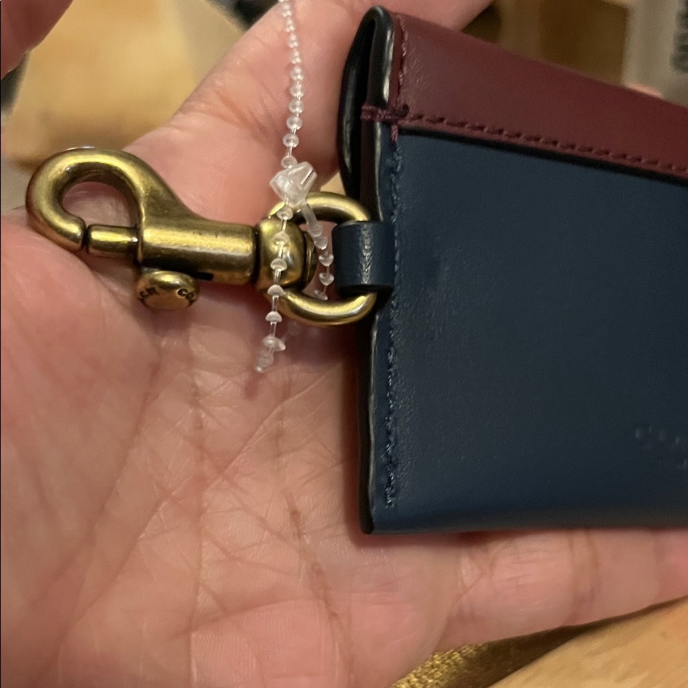 Coach Burgundy and Navy Wallet with Gold Accents - Picture 3 of 3